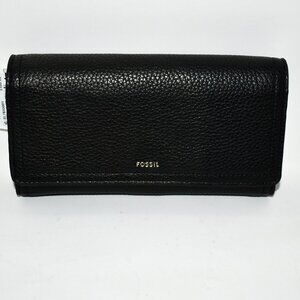 Fossil Logan RFID Leather Flap Wallet in Black # SL7833 NWT Details: Leather/Pol